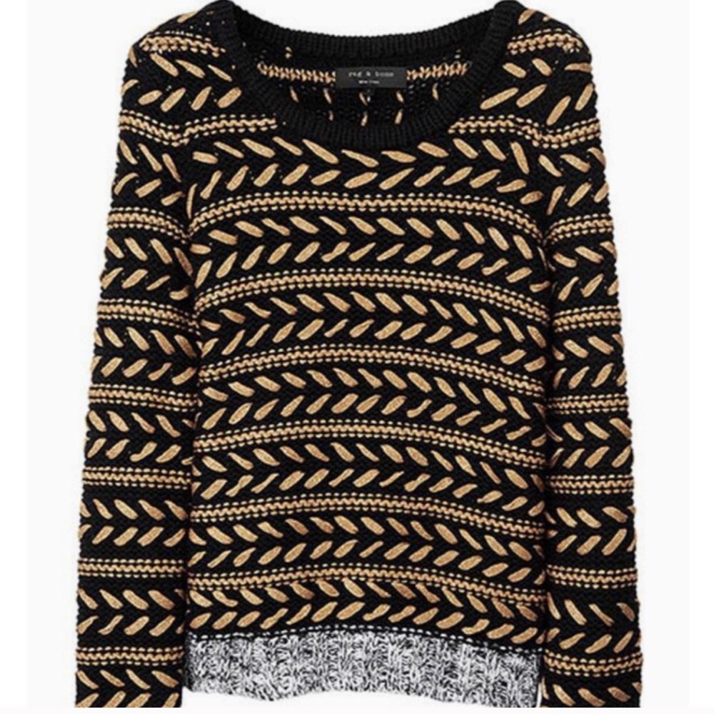 Rag & Bone Black and Gold Scoop Neck Sweater